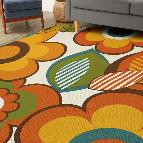 Retro Floral Premium Rug