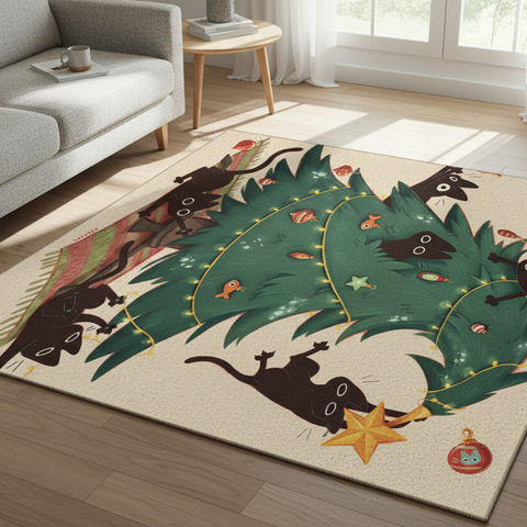 Playful Cats Christmas Rug