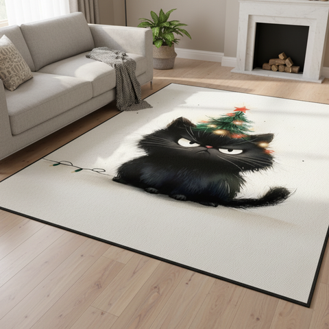 Festive Cat Christmas Rug