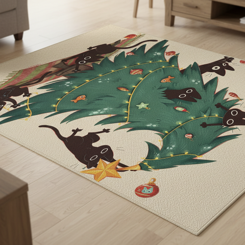 Playful Cats Christmas Rug