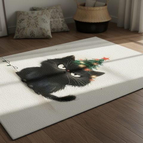 Festive Cat Christmas Rug