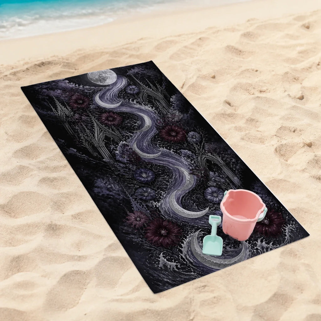 Moonlit Tide Nyx beach towel mockup view 4