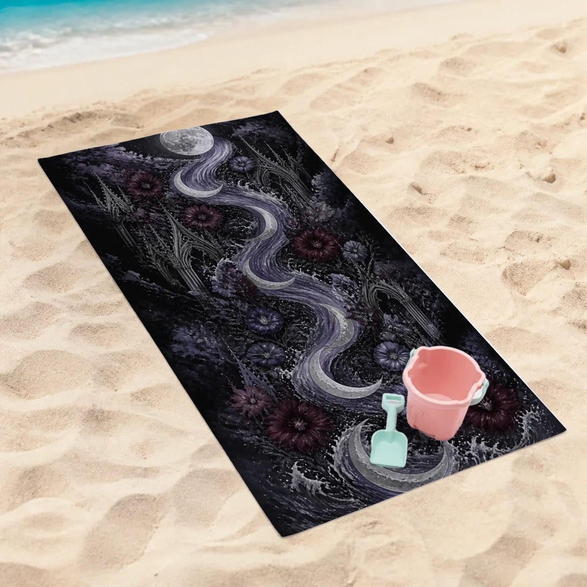 Moonlit Tide Nyx beach towel mockup view 4