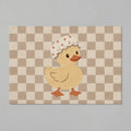 Kartela Duck Check washable checkered duck bath mat in Beige, flat product view on a gray background