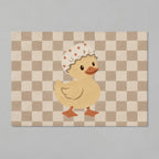 Kartela Duck Check washable checkered duck bath mat in Beige, flat product view on a gray background