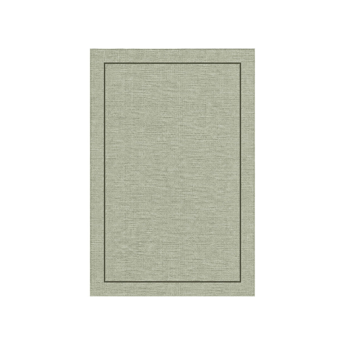 Kartela Sisal Line washable sisal-look minimal area rug in Sage Green, flat product view on a white background