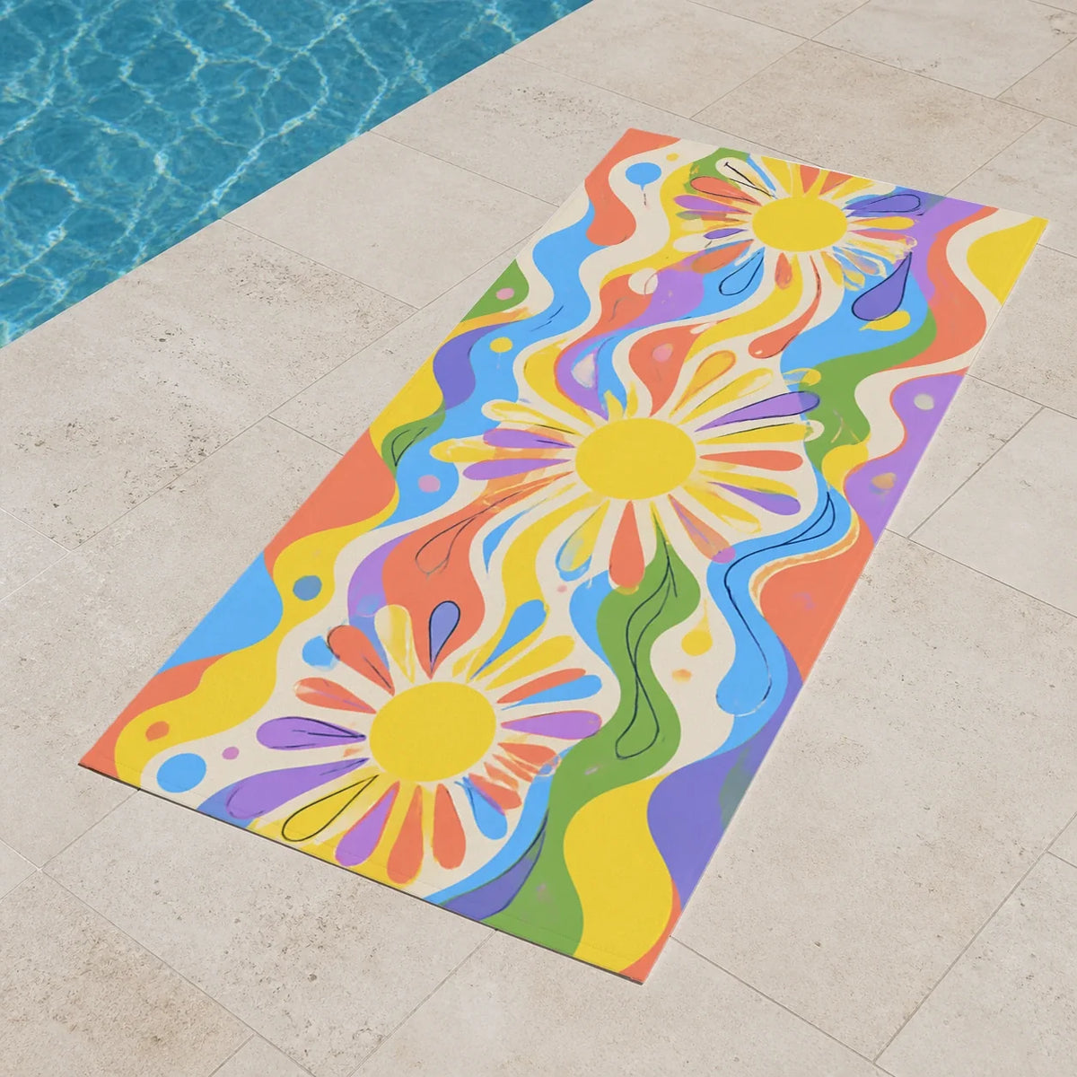 Sun Splash Color Pop beach towel mockup view 3