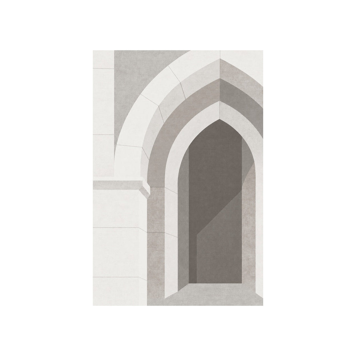 Kartela Stone Arch washable architectural arch area rug in Light Gray, flat product view on a white background