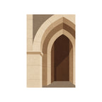 Kartela Stone Arch washable architectural arch area rug in Beige, flat product view on a white background