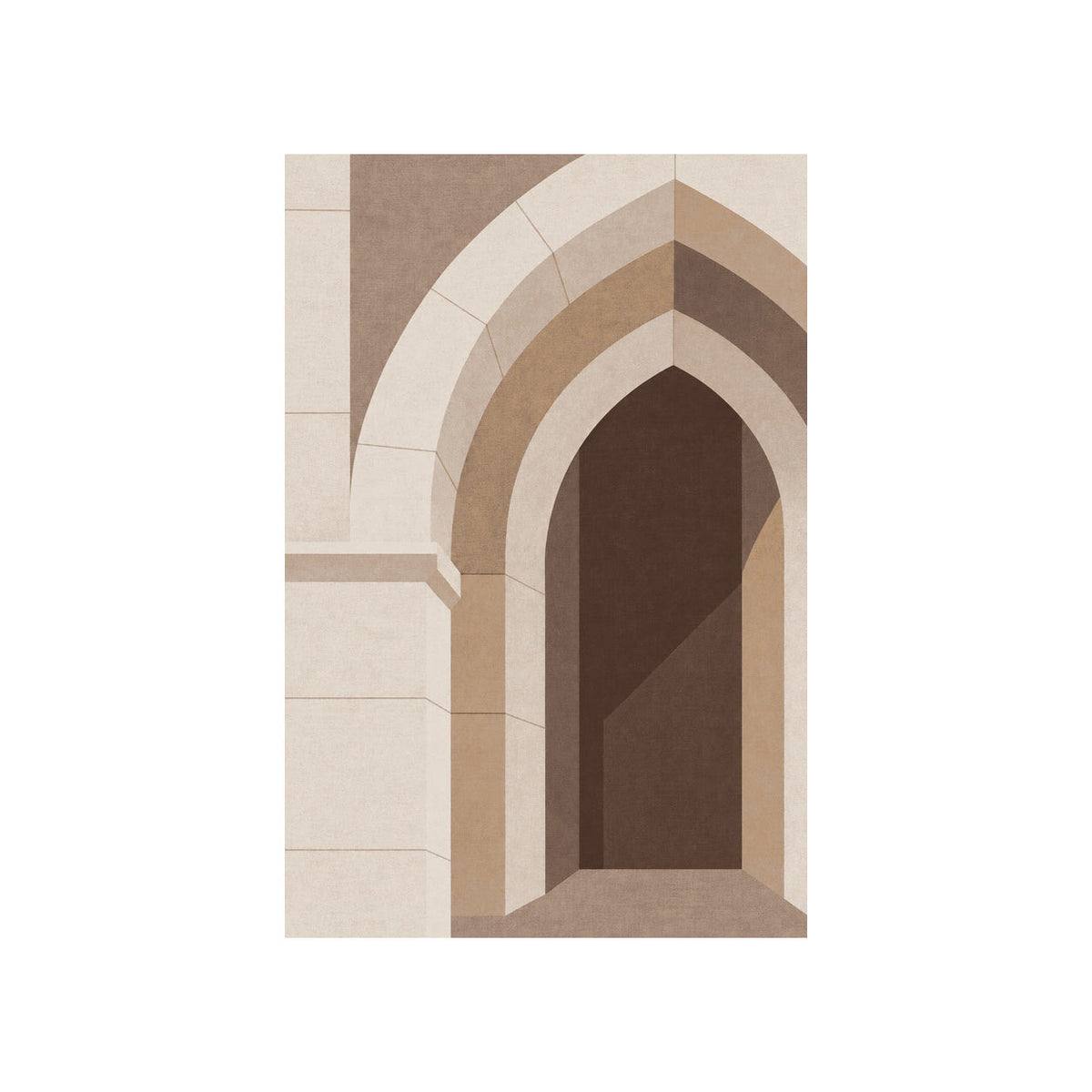 Kartela Stone Arch washable architectural arch area rug in Brown, flat product view on a white background