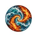 Tidal Flame Spiral Round Rug on a clean white background