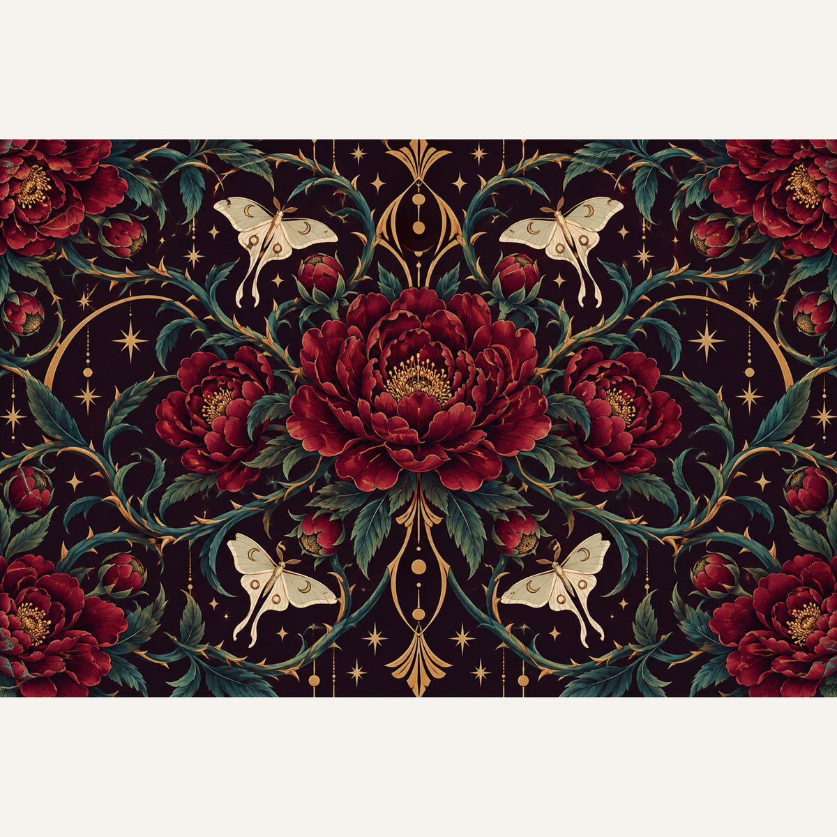 Velvet Thorn dark romantic floral bath mat detail view