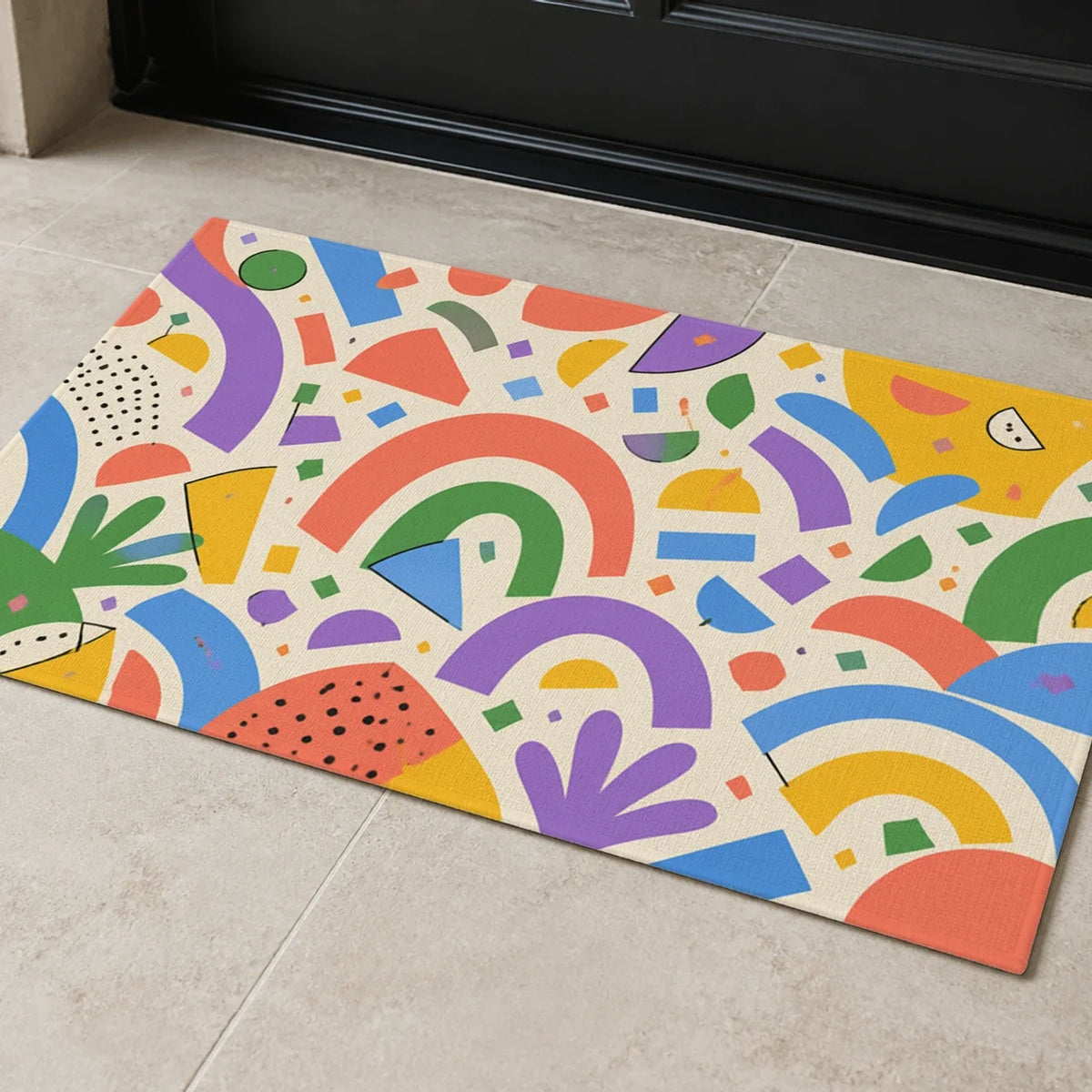 Welcome Confetti Color Pop doormat mockup view 2