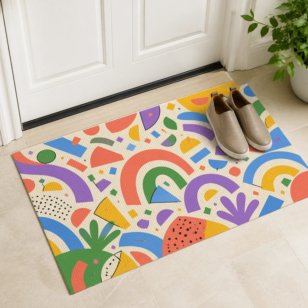 Welcome Confetti Color Pop doormat mockup view 3