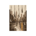 Kartela Rain City washable modern skyline area rug in Beige, flat product view on a white background