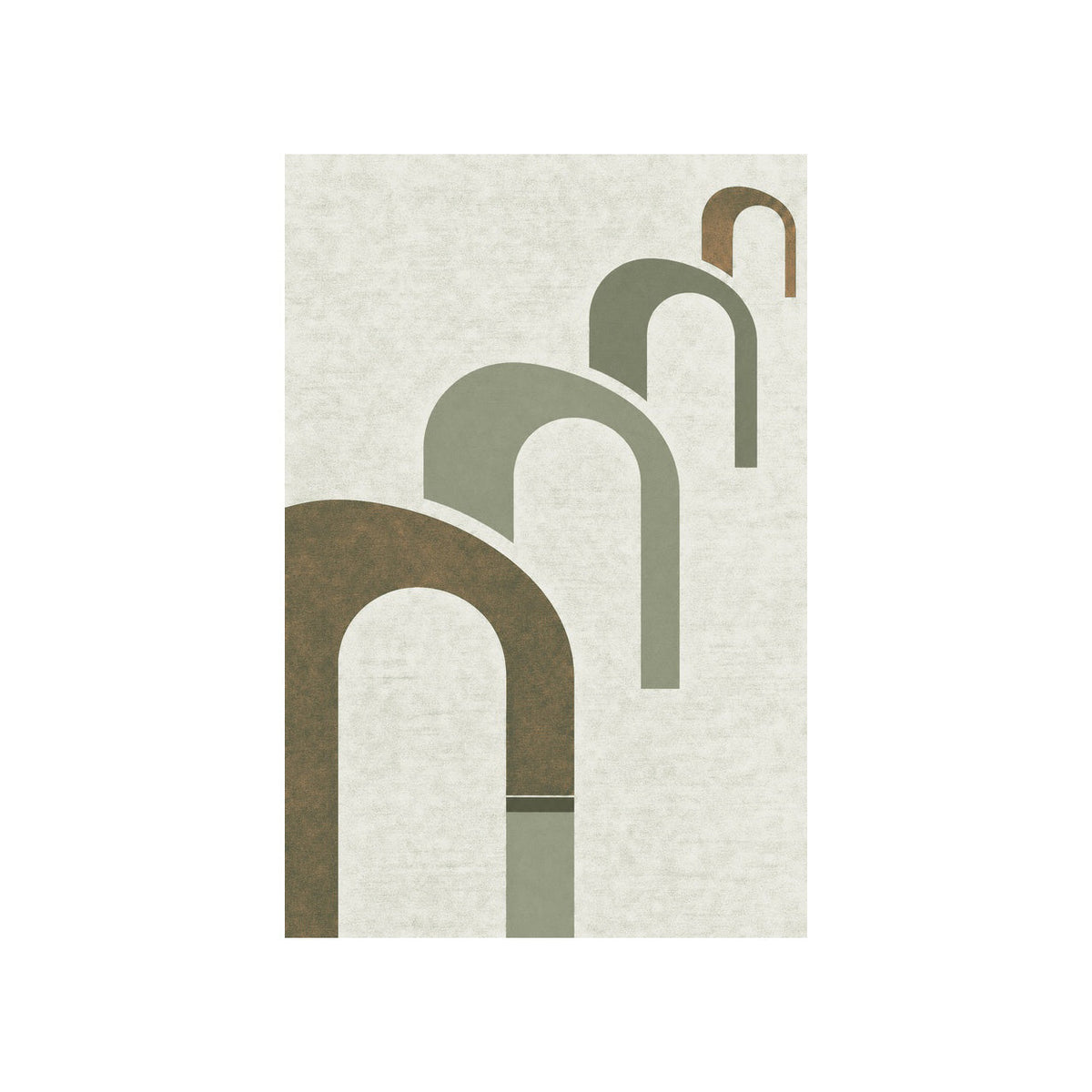 Kartela Echo washable modern arch pattern area rug in Sage Green, flat product view on a white background