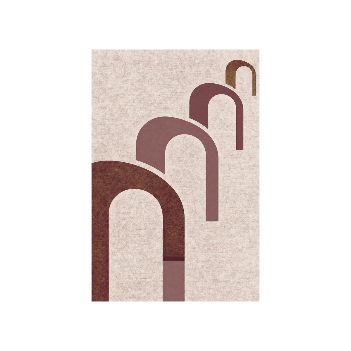 Kartela Echo washable modern arch pattern area rug in Burgundy, flat product view on a white background