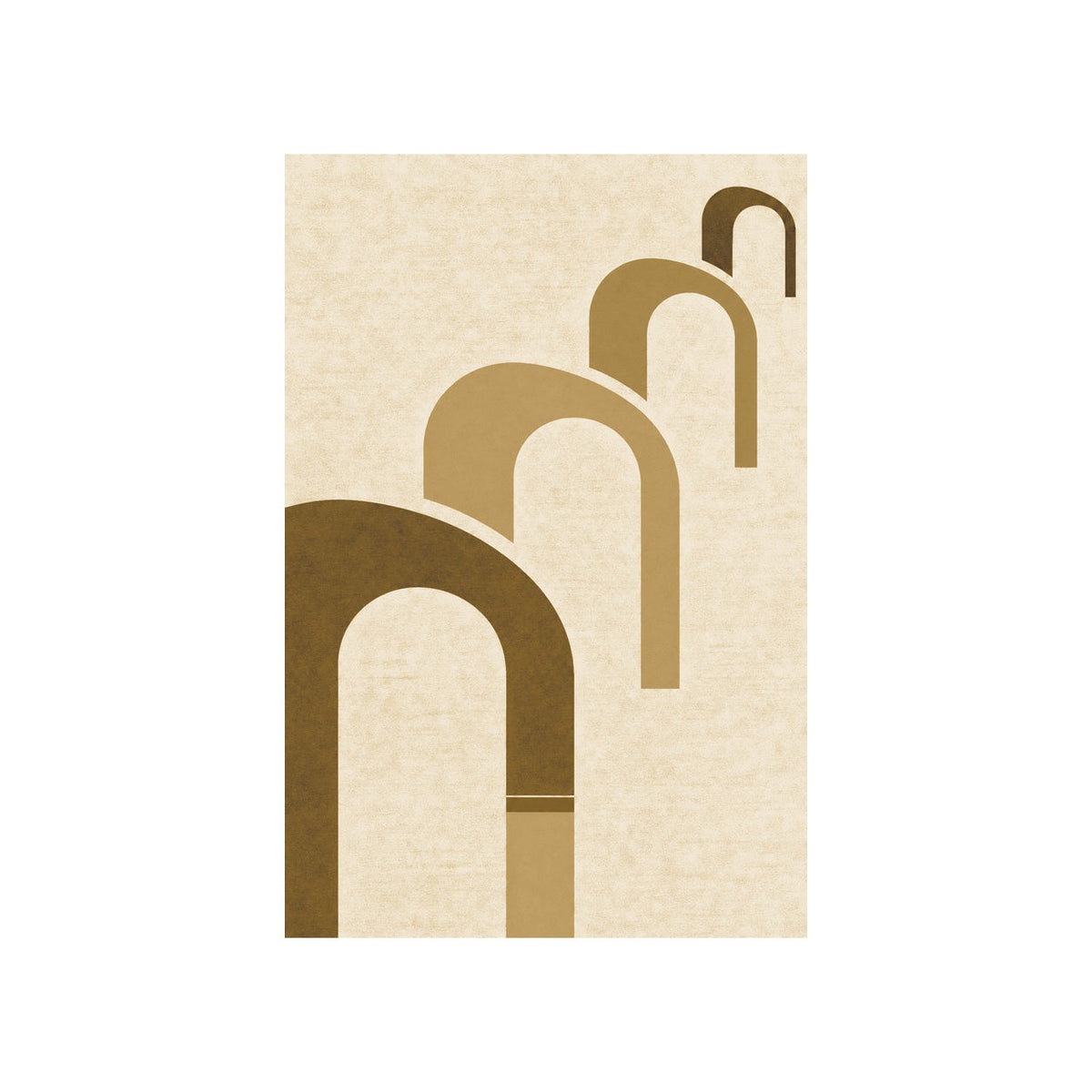 Kartela Echo washable modern arch pattern area rug in Mustard, flat product view on a white background