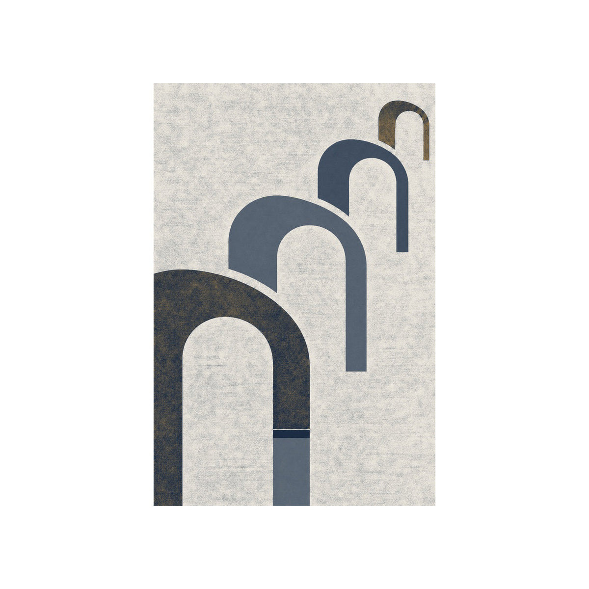 Kartela Echo washable modern arch pattern area rug in Navy, flat product view on a white background