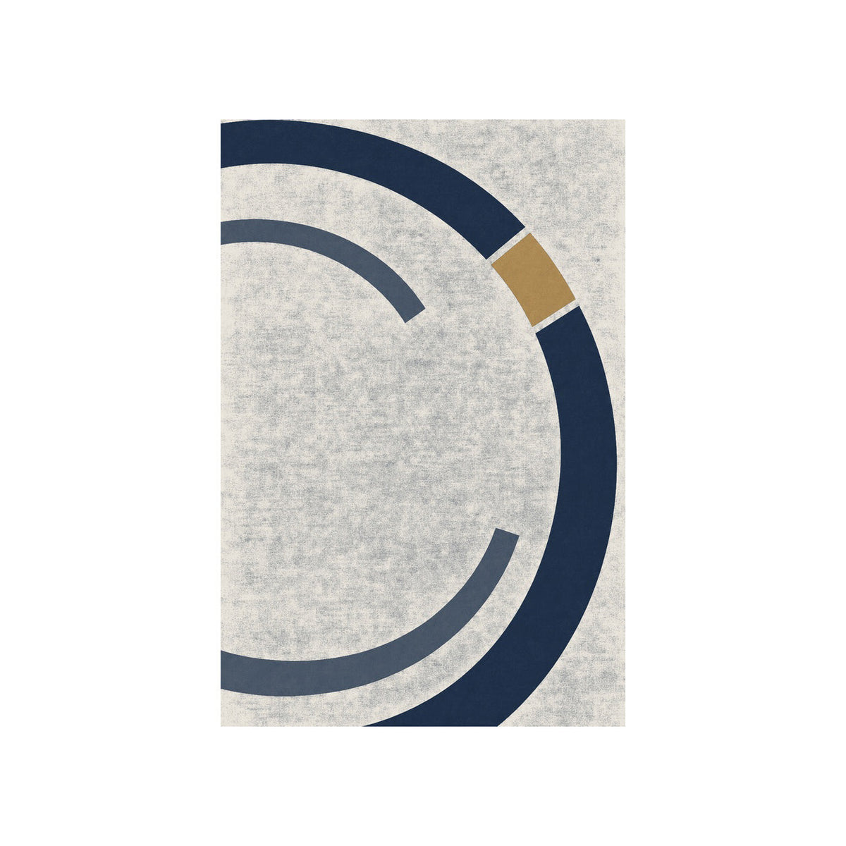Kartela Orbit washable modern circle area rug in Navy, flat product view on a white background